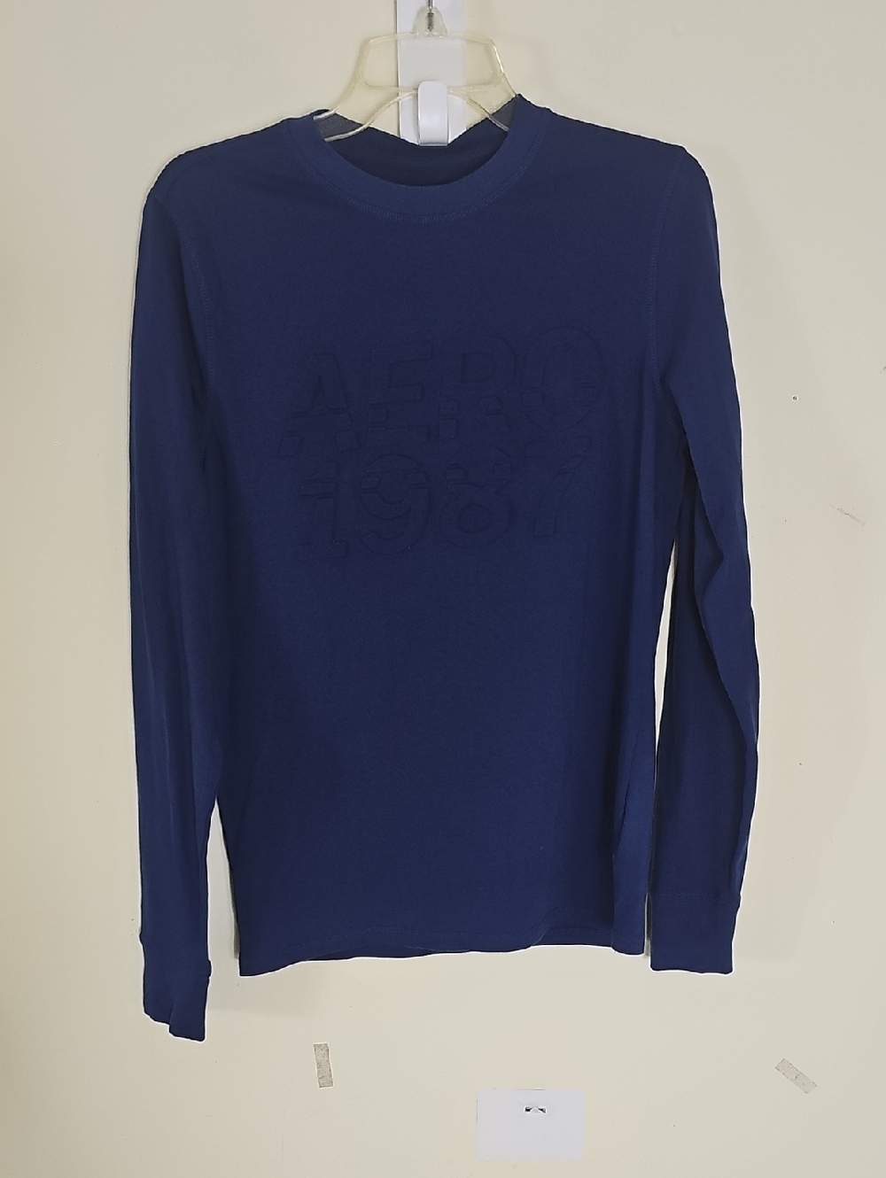 Aeropostale Navy Embossed Logo Long Sleeve Shirt Size S